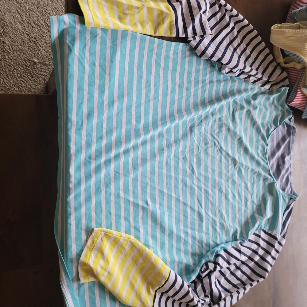 Lands' End Blue and White Striped Shirt
